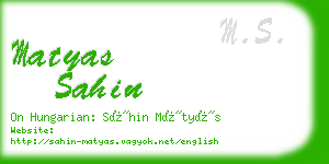 matyas sahin business card
